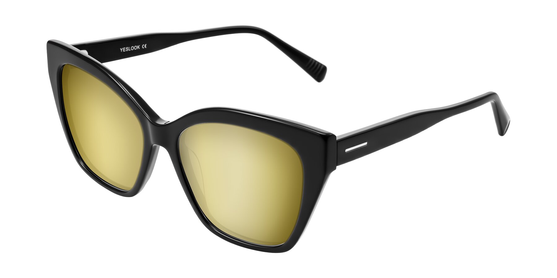 Angle of Landecho in Black with Gold Mirrored Lenses