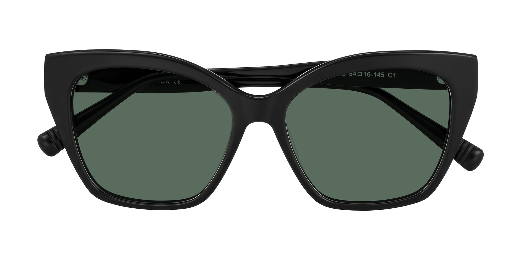 Folded Front of Landecho in Black with Green Polarized Lenses