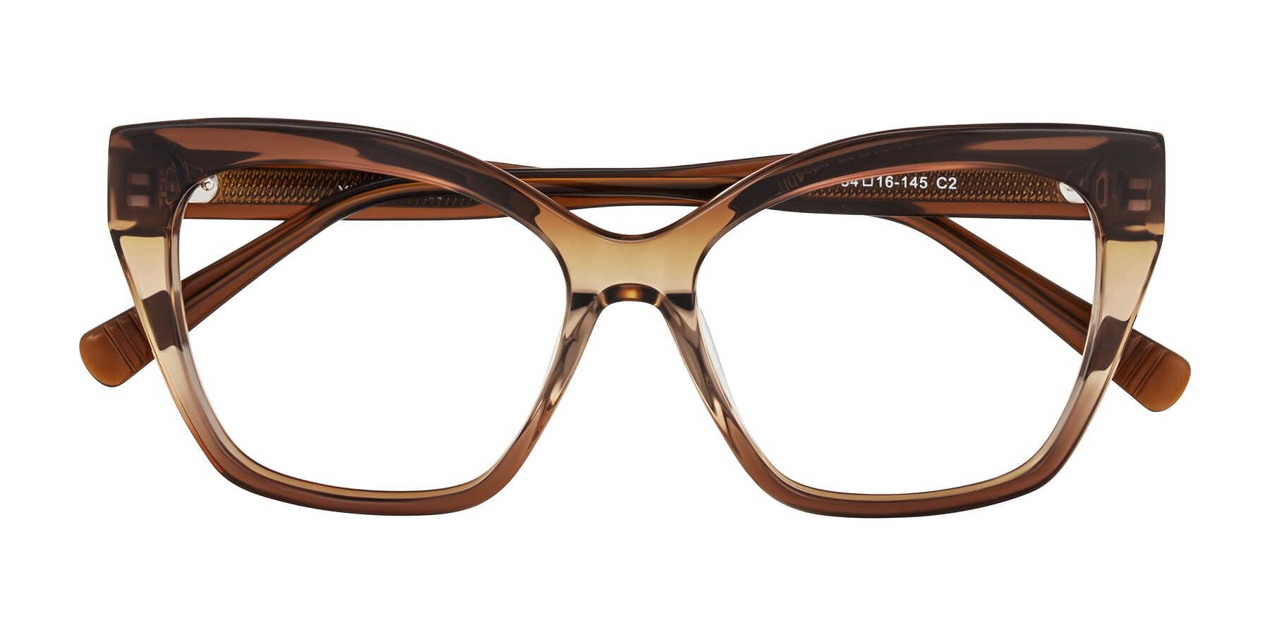 Folded Front of Landecho in Gradient Brown with Clear Reading Eyeglass Lenses