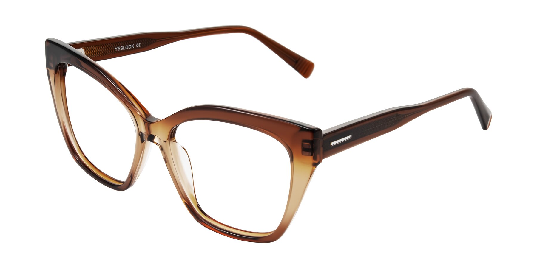 Angle of Landecho in Gradient Brown with Clear Reading Eyeglass Lenses