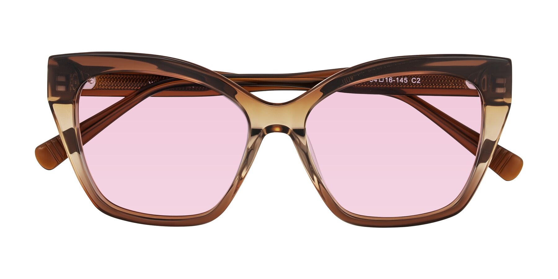 Folded Front of Landecho in Gradient Brown with Light Pink Tinted Lenses
