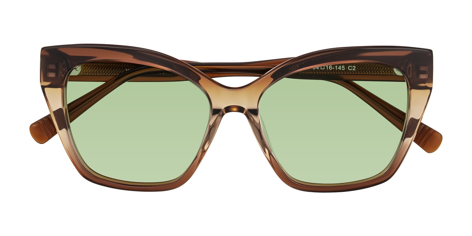 Folded Front of Landecho in Gradient Brown with Medium Green Tinted Lenses