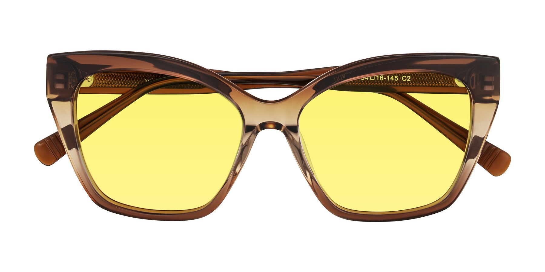 Folded Front of Landecho in Gradient Brown with Medium Yellow Tinted Lenses