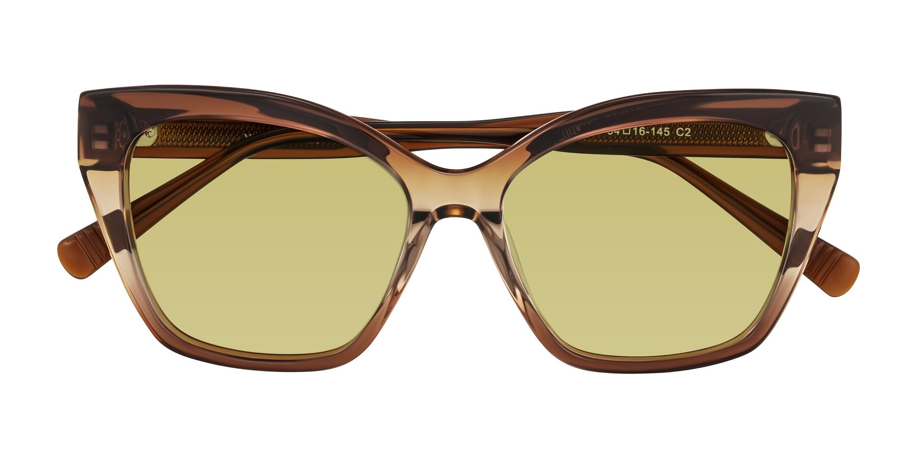 Folded Front of Landecho in Gradient Brown with Medium Champagne Tinted Lenses