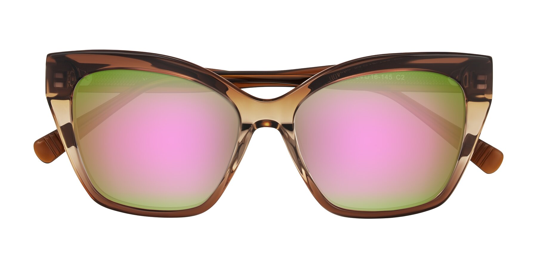 Folded Front of Landecho in Gradient Brown with Pink Mirrored Lenses
