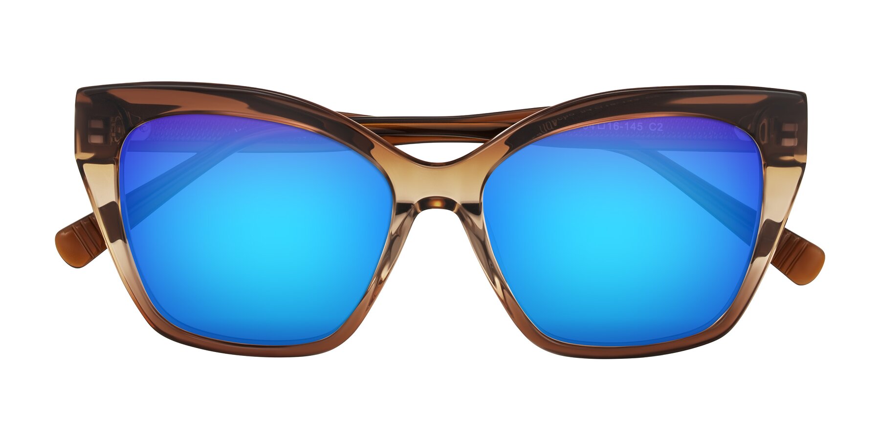 Folded Front of Landecho in Gradient Brown with Blue Mirrored Lenses