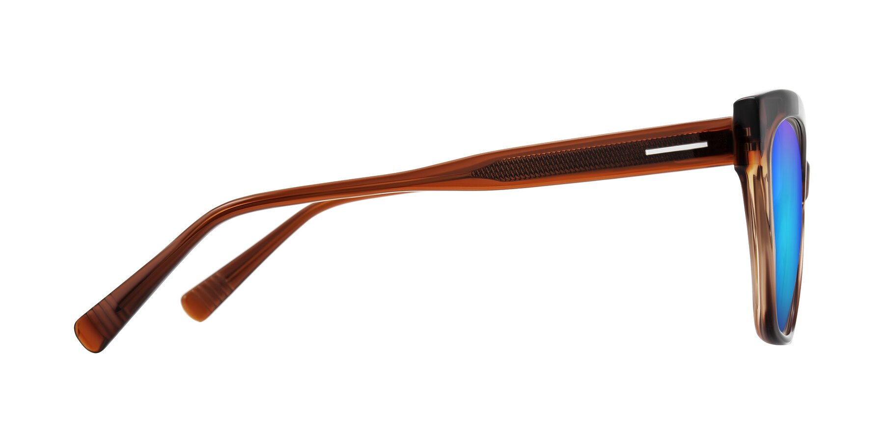 Side of Landecho in Gradient Brown with Blue Mirrored Lenses