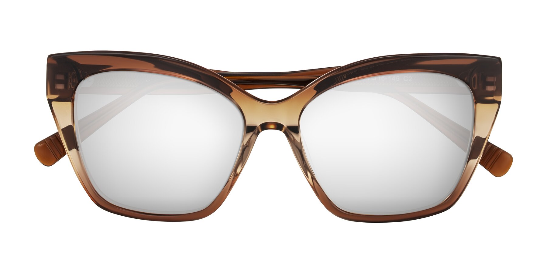 Folded Front of Landecho in Gradient Brown with Silver Mirrored Lenses