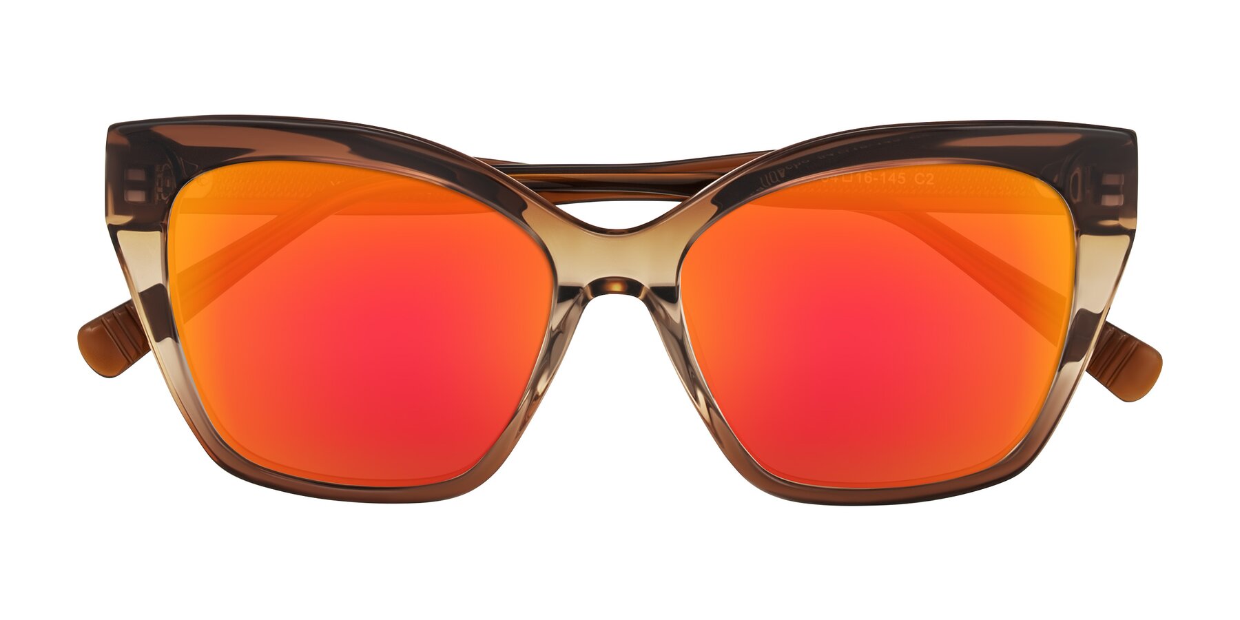 Folded Front of Landecho in Gradient Brown with Red Gold Mirrored Lenses