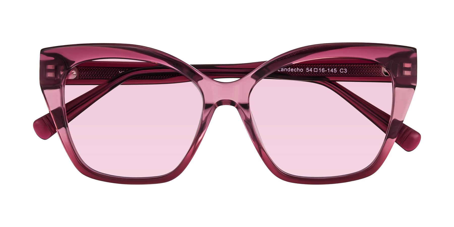 Folded Front of Landecho in Gradient Purple with Light Pink Tinted Lenses