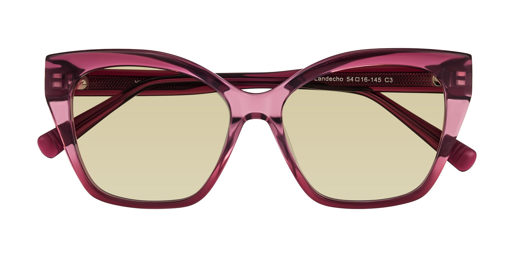 Folded Front of Landecho in Gradient Purple with Light Champagne Tinted Lenses