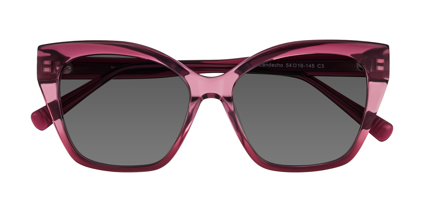 Folded Front of Landecho in Gradient Purple with Medium Gray Tinted Lenses