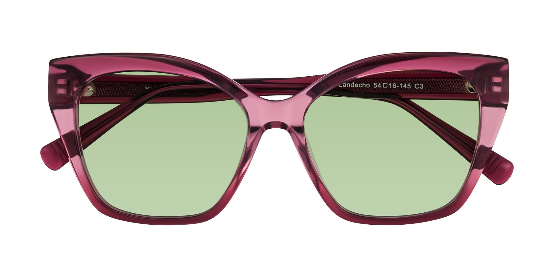 Folded Front of Landecho in Gradient Purple with Medium Green Tinted Lenses