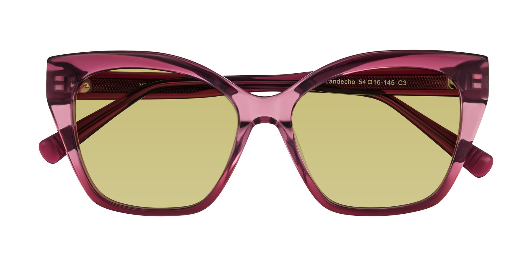 Folded Front of Landecho in Gradient Purple with Medium Champagne Tinted Lenses