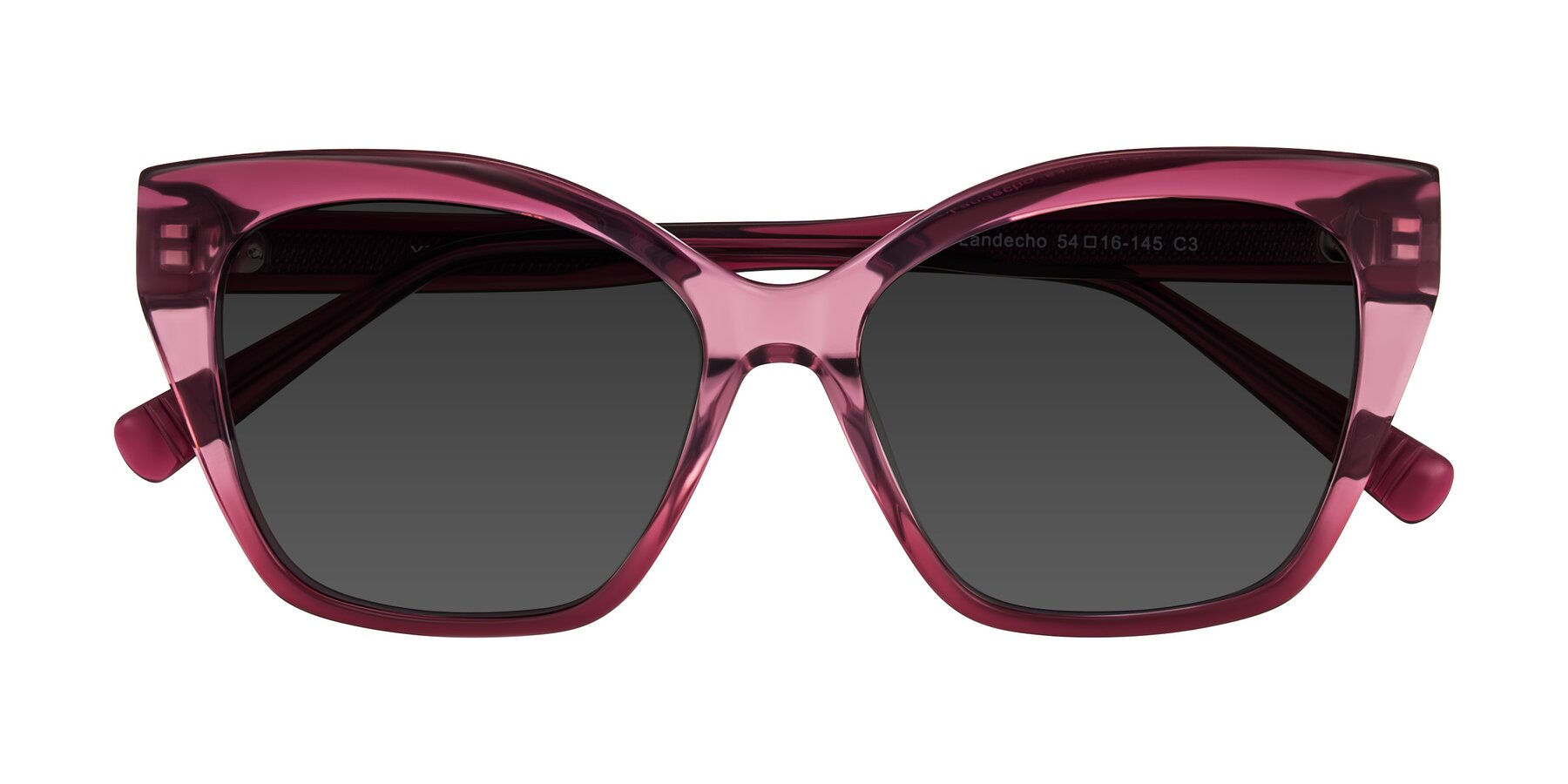 Folded Front of Landecho in Gradient Purple with Gray Tinted Lenses