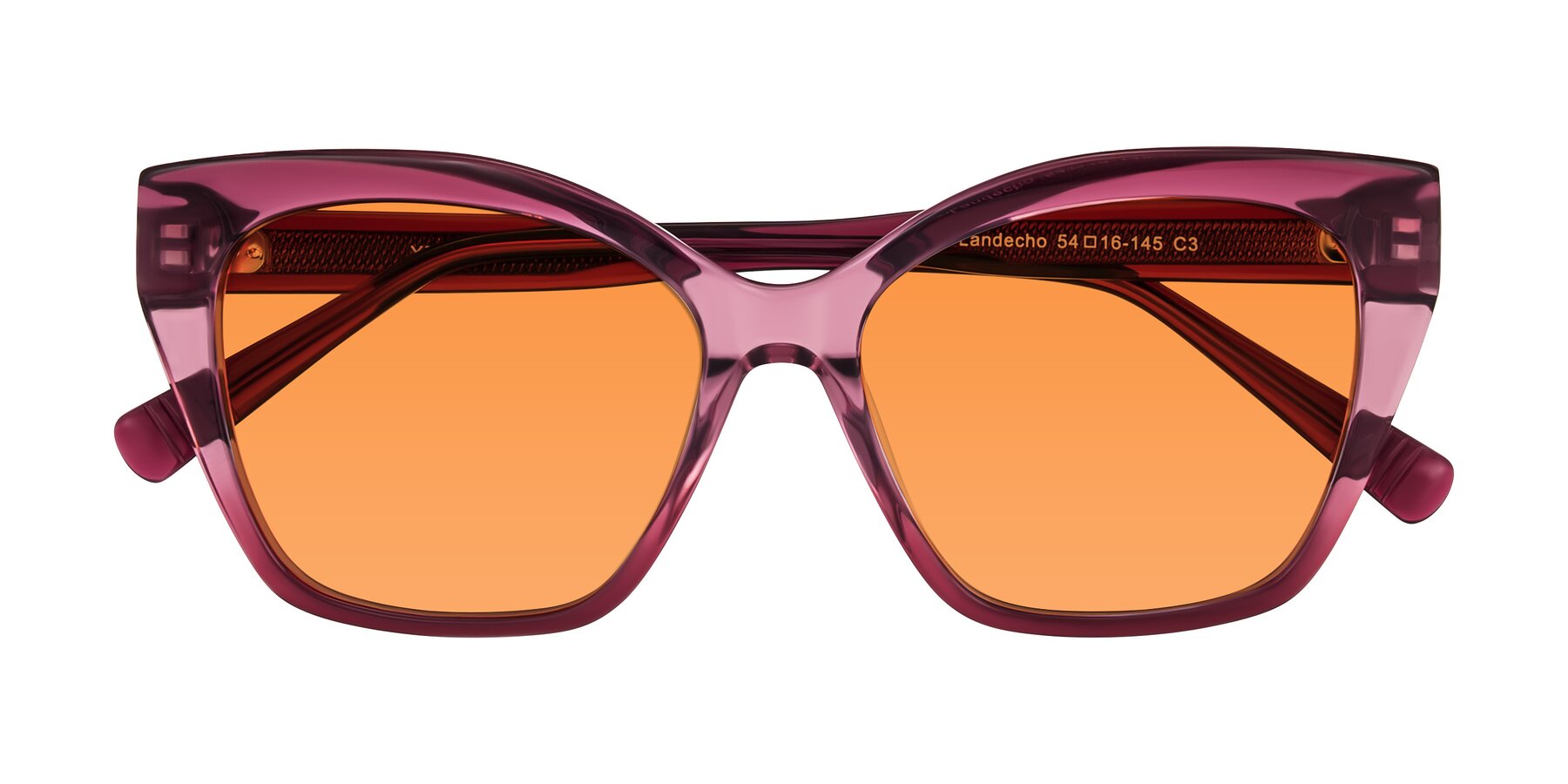 Folded Front of Landecho in Gradient Purple with Orange Tinted Lenses