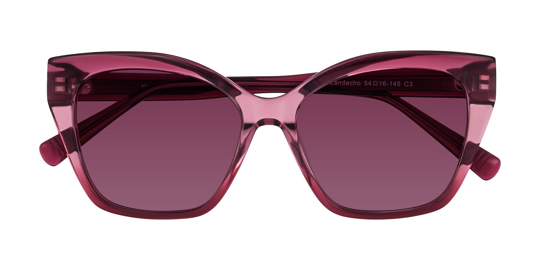 Folded Front of Landecho in Gradient Purple with Wine Tinted Lenses