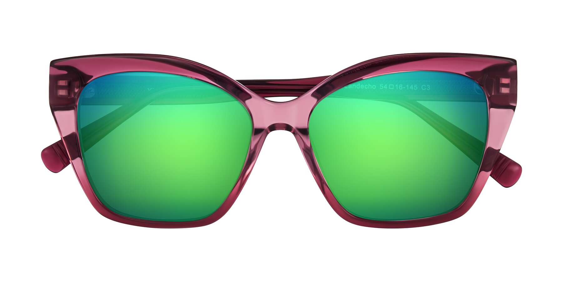 Folded Front of Landecho in Gradient Purple with Green Mirrored Lenses