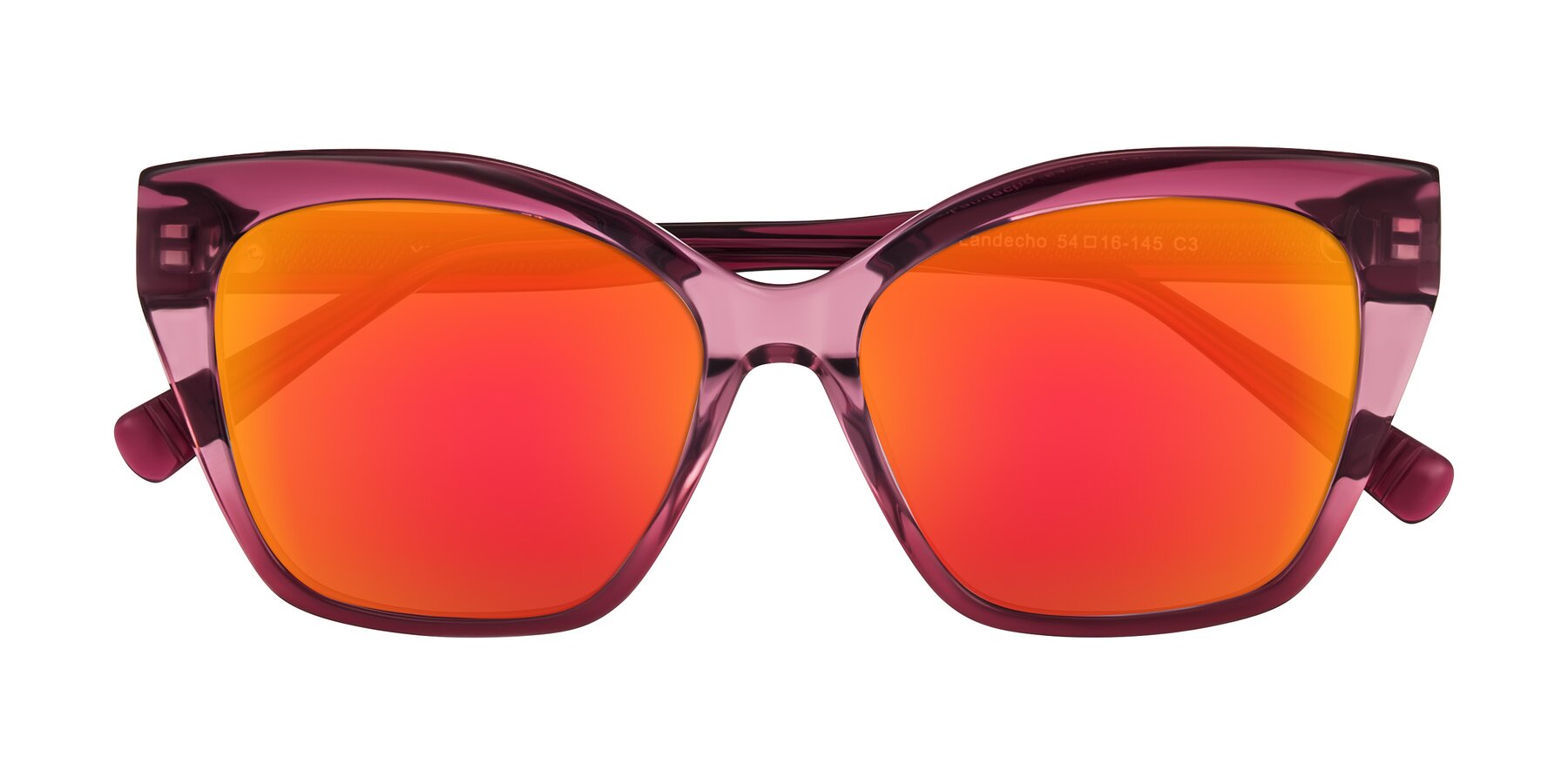 Folded Front of Landecho in Gradient Purple with Red Gold Mirrored Lenses