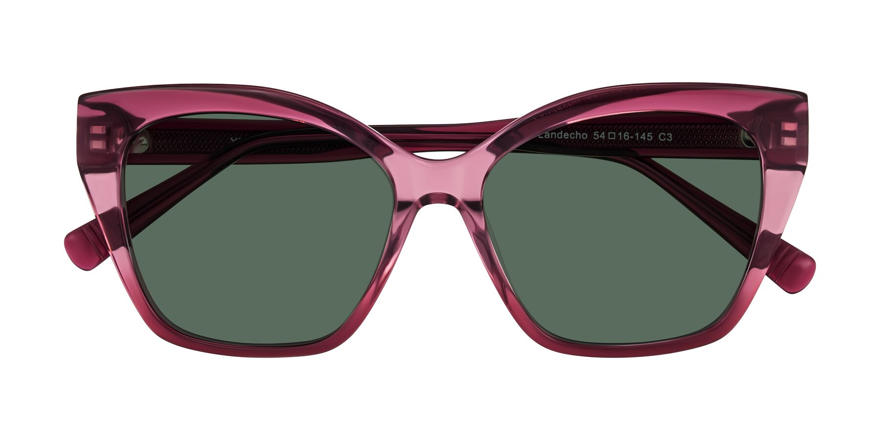 Folded Front of Landecho in Gradient Purple with Green Polarized Lenses