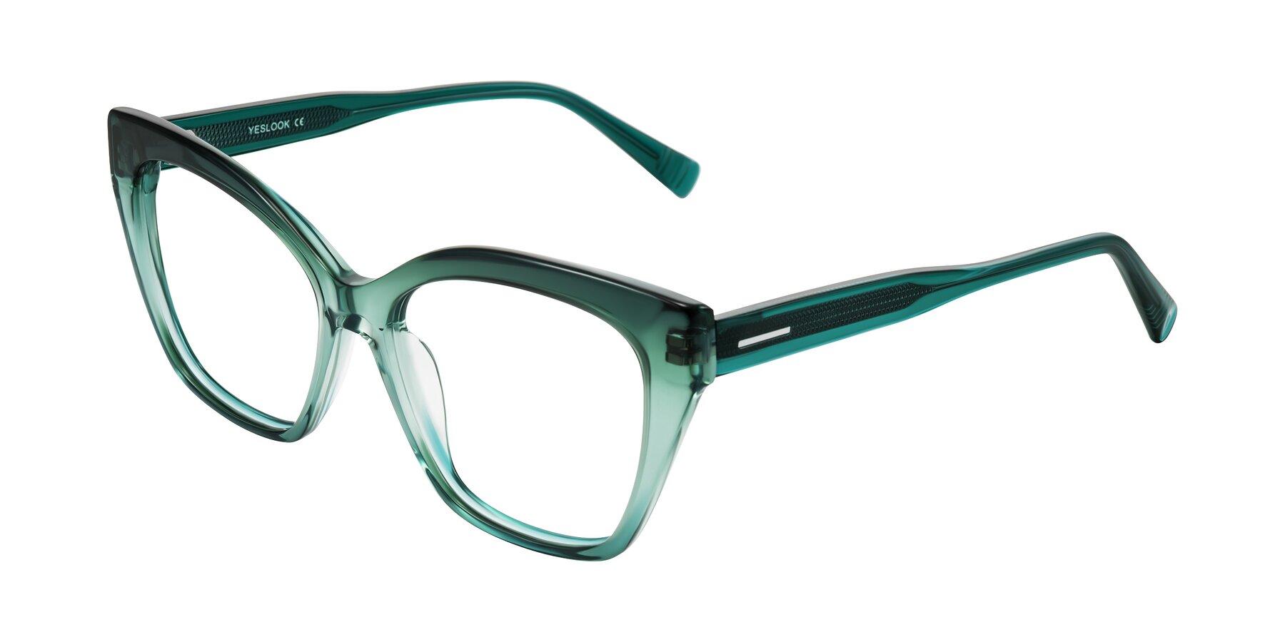 Angle of Landecho in Gradient Emerald Green with Clear Eyeglass Lenses