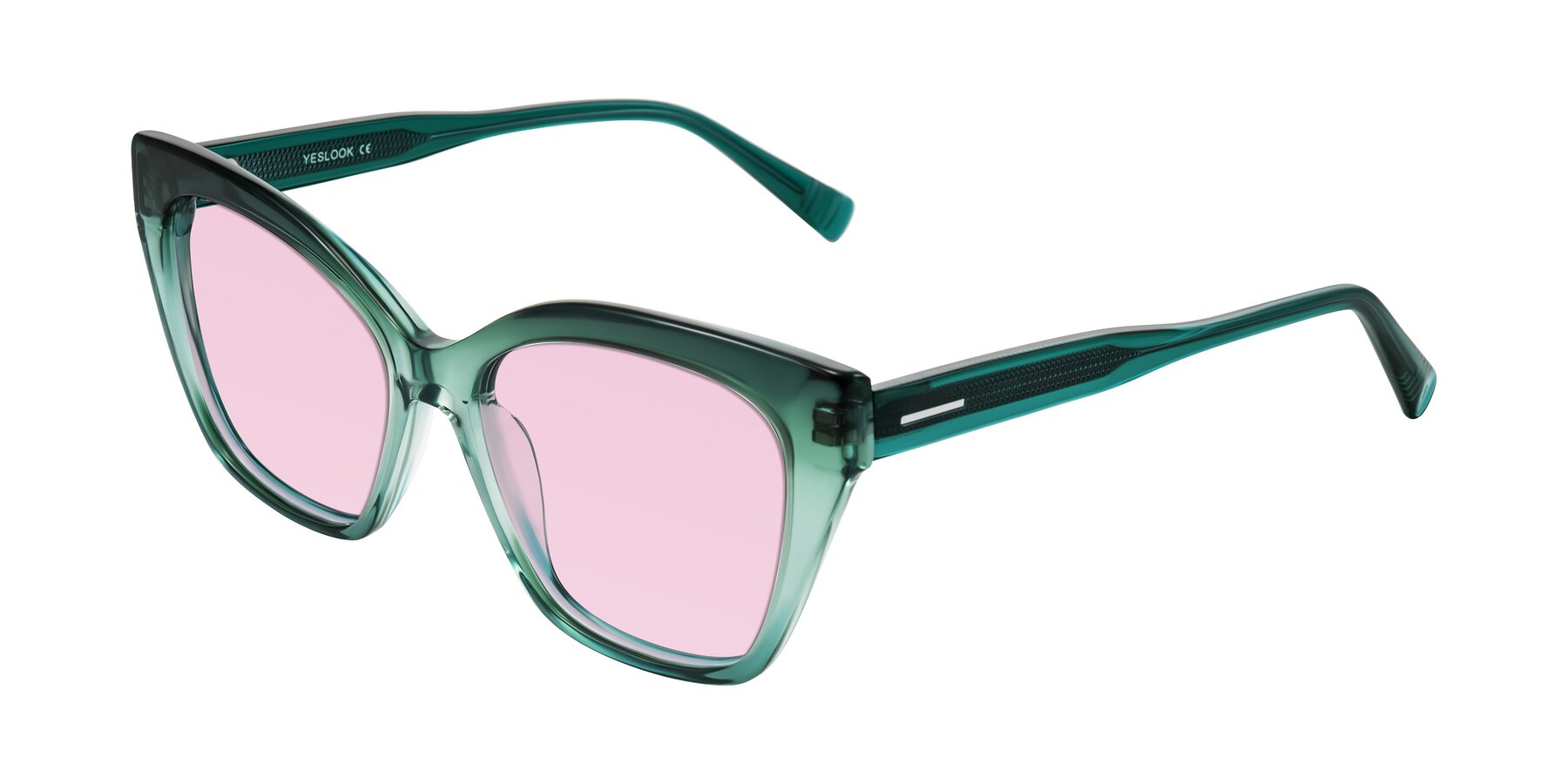 Angle of Landecho in Gradient Emerald Green with Light Pink Tinted Lenses