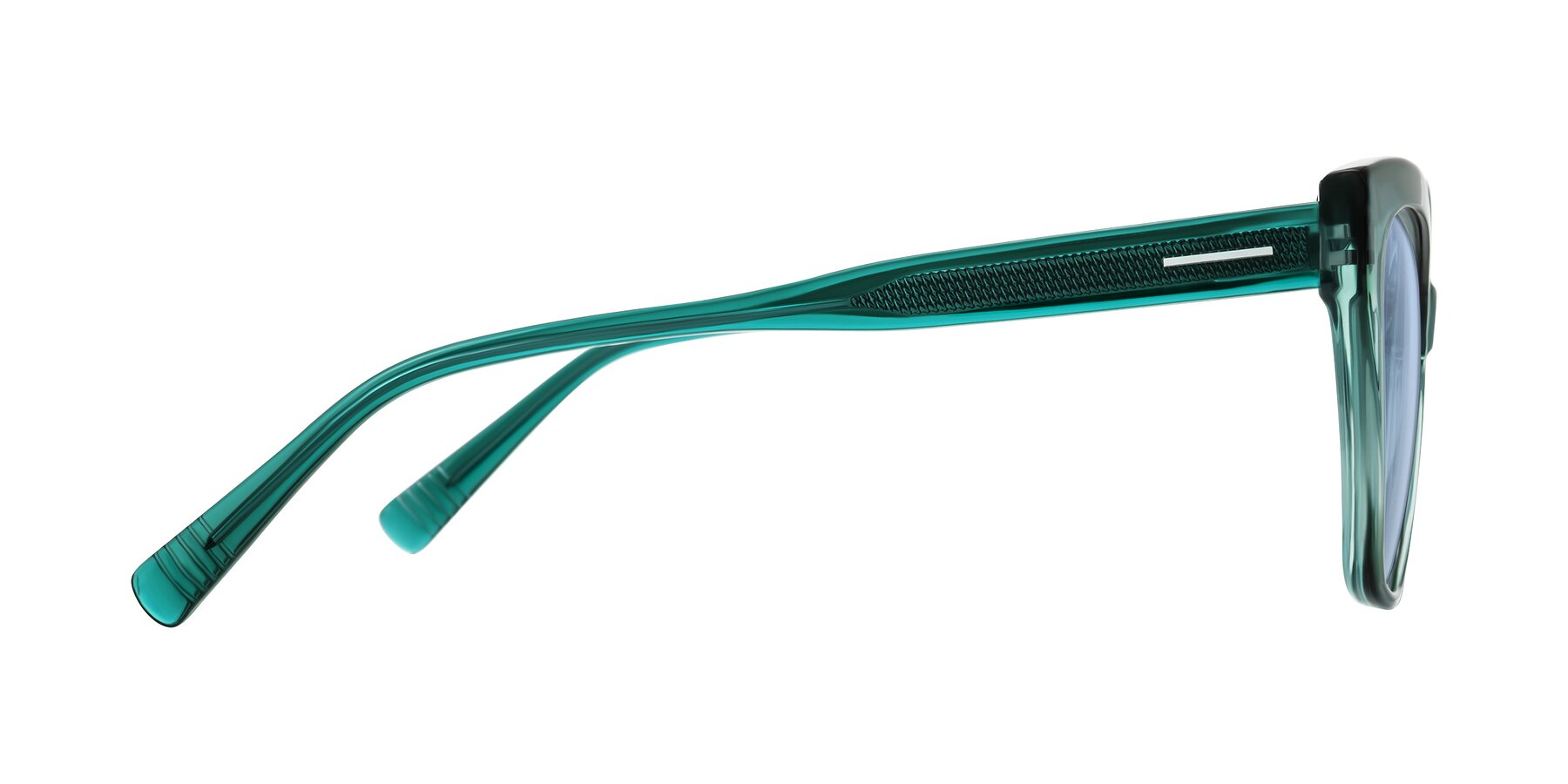 Side of Landecho in Gradient Emerald Green with Light Blue Tinted Lenses