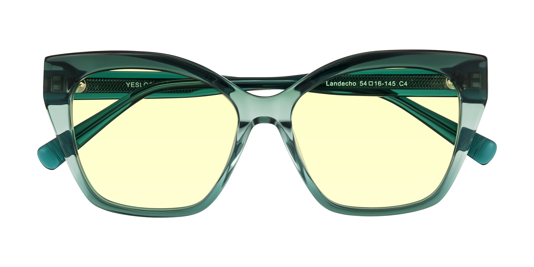 Folded Front of Landecho in Gradient Emerald Green with Light Yellow Tinted Lenses
