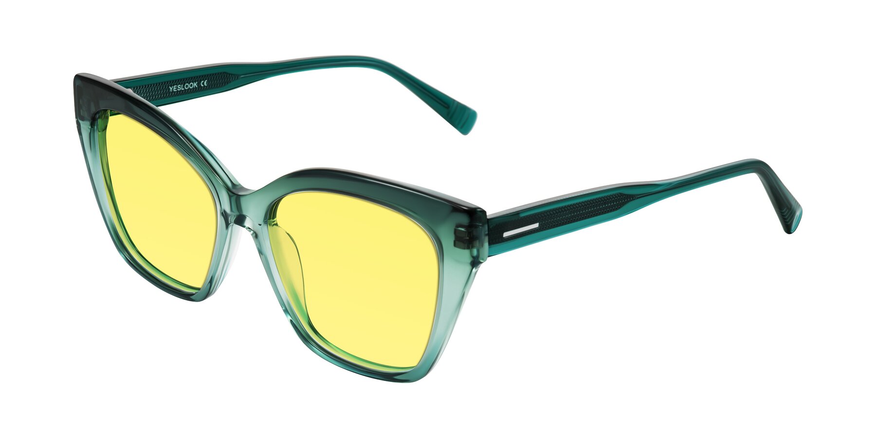 Angle of Landecho in Gradient Emerald Green with Medium Yellow Tinted Lenses