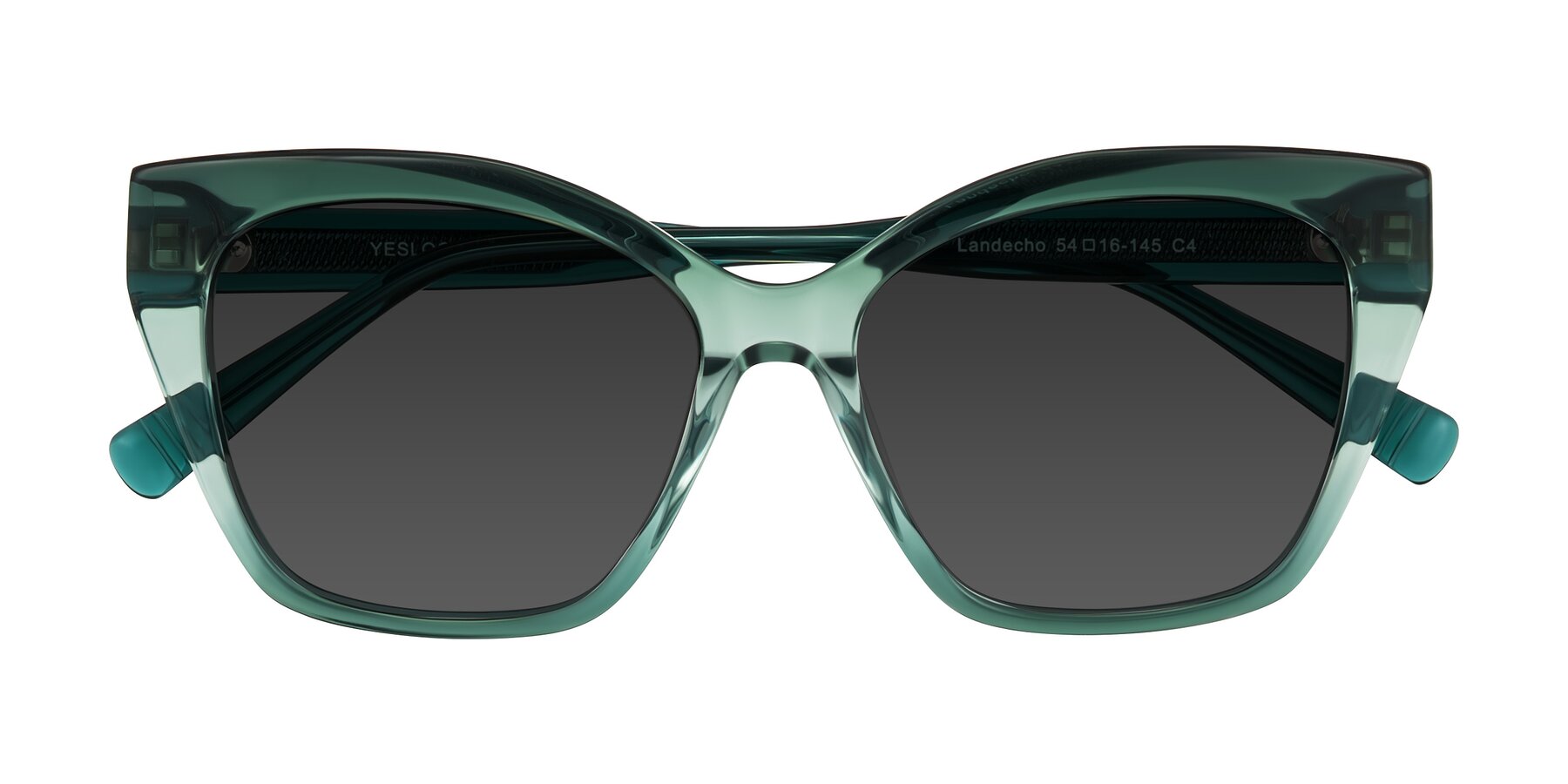 Folded Front of Landecho in Gradient Emerald Green with Gray Tinted Lenses