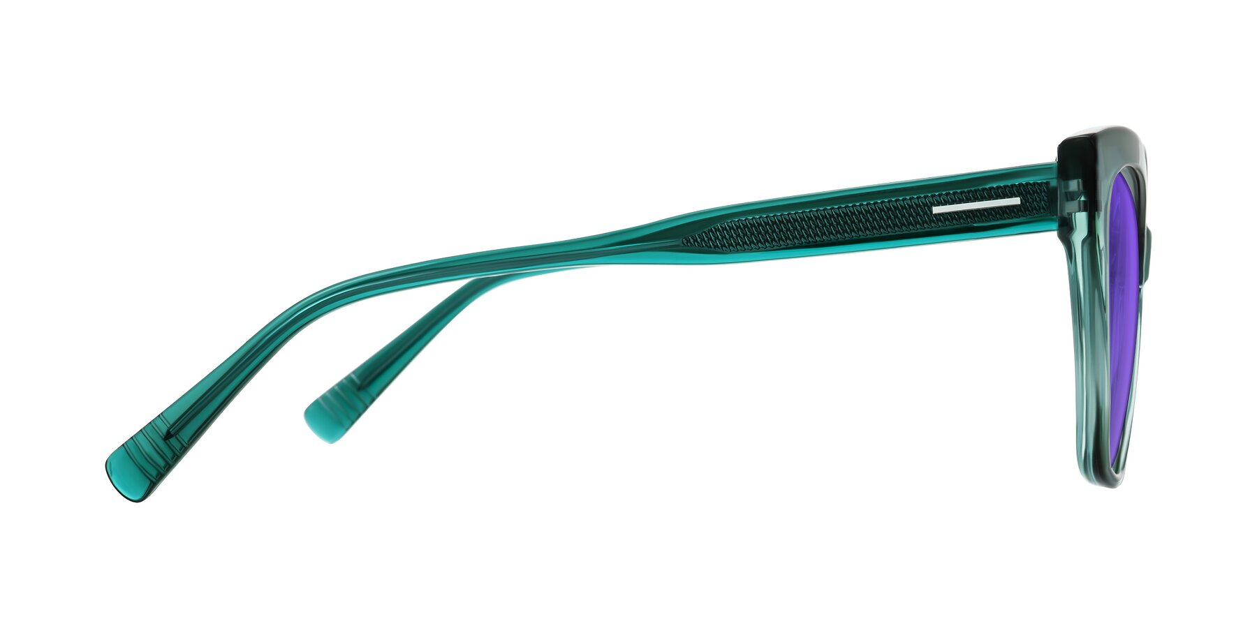 Side of Landecho in Gradient Emerald Green with Purple Tinted Lenses