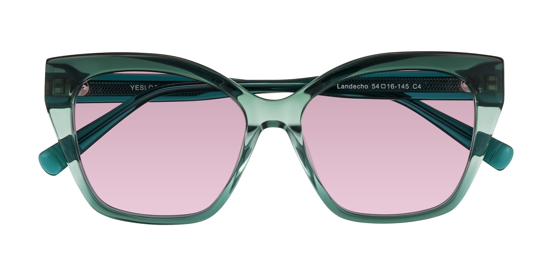 Folded Front of Landecho in Gradient Emerald Green with Light Wine Tinted Lenses