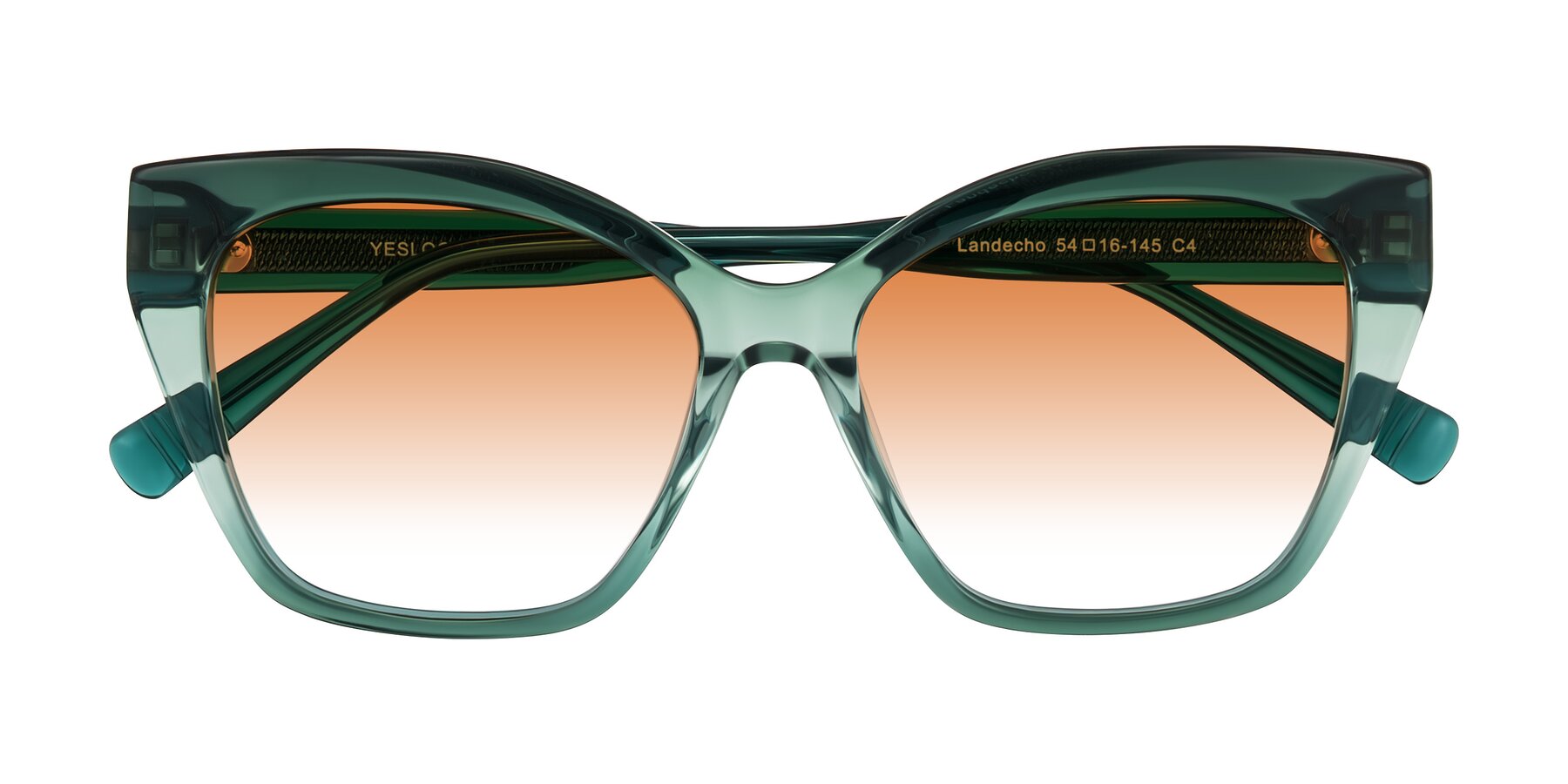 Folded Front of Landecho in Gradient Emerald Green with Orange Gradient Lenses