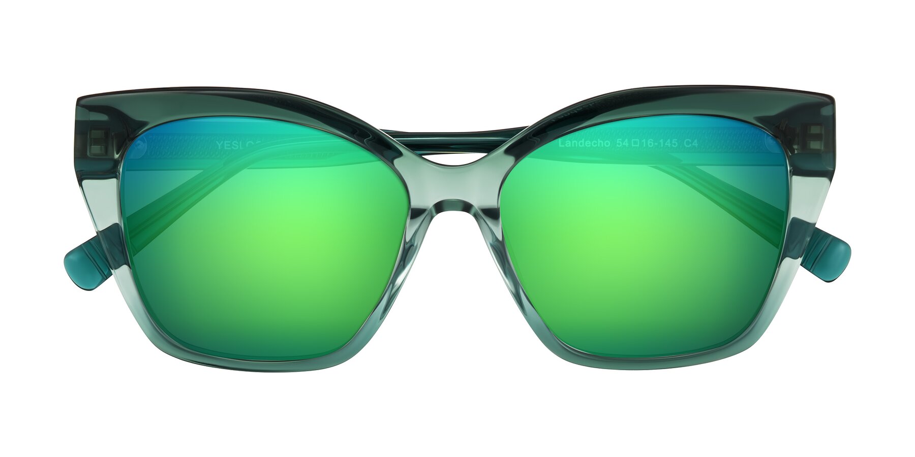 Folded Front of Landecho in Gradient Emerald Green with Green Mirrored Lenses