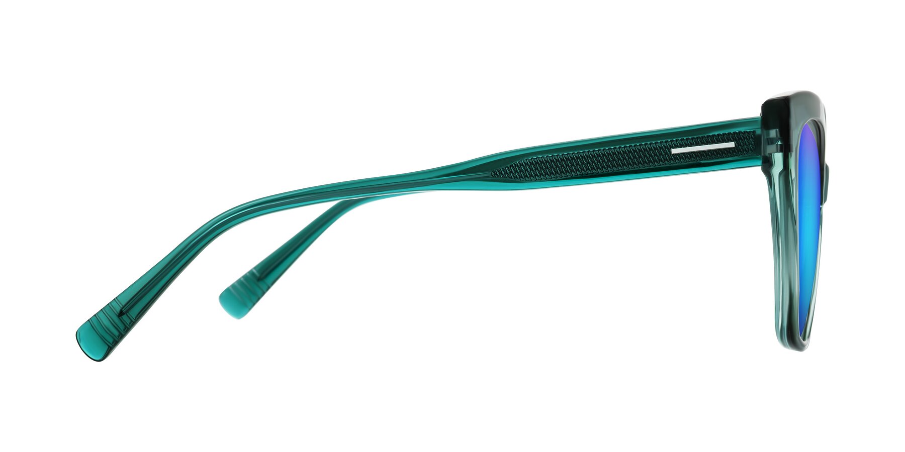 Side of Landecho in Gradient Emerald Green with Blue Mirrored Lenses