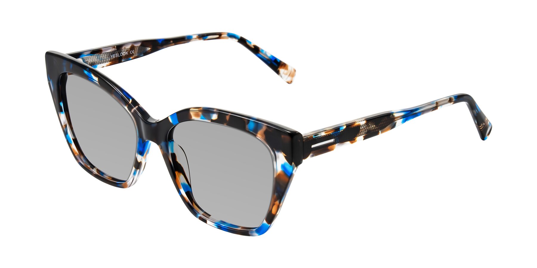 Angle of Landecho in Blue Tortoise with Light Gray Tinted Lenses