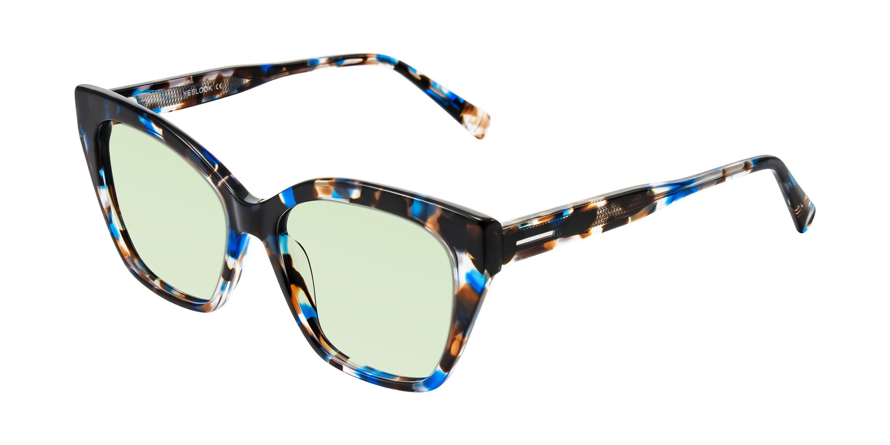 Angle of Landecho in Blue Tortoise with Light Green Tinted Lenses