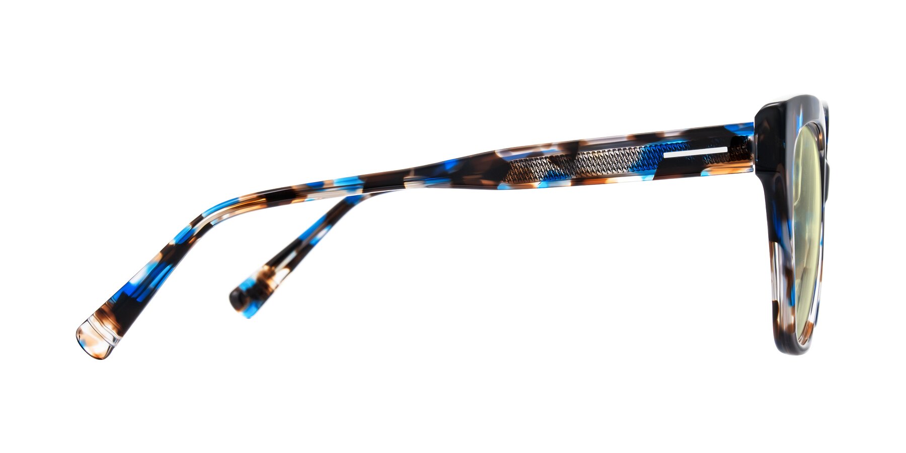 Side of Landecho in Blue Tortoise with Light Yellow Tinted Lenses