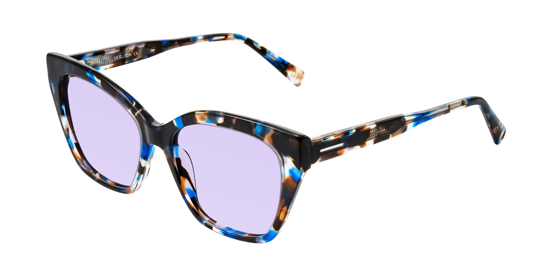 Angle of Landecho in Blue Tortoise with Light Purple Tinted Lenses