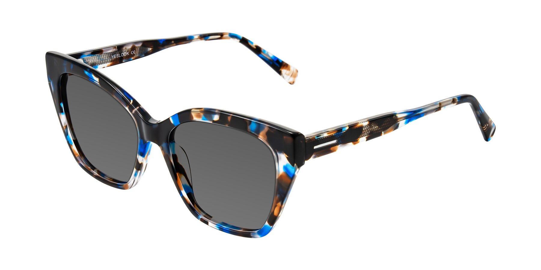 Angle of Landecho in Blue Tortoise with Medium Gray Tinted Lenses