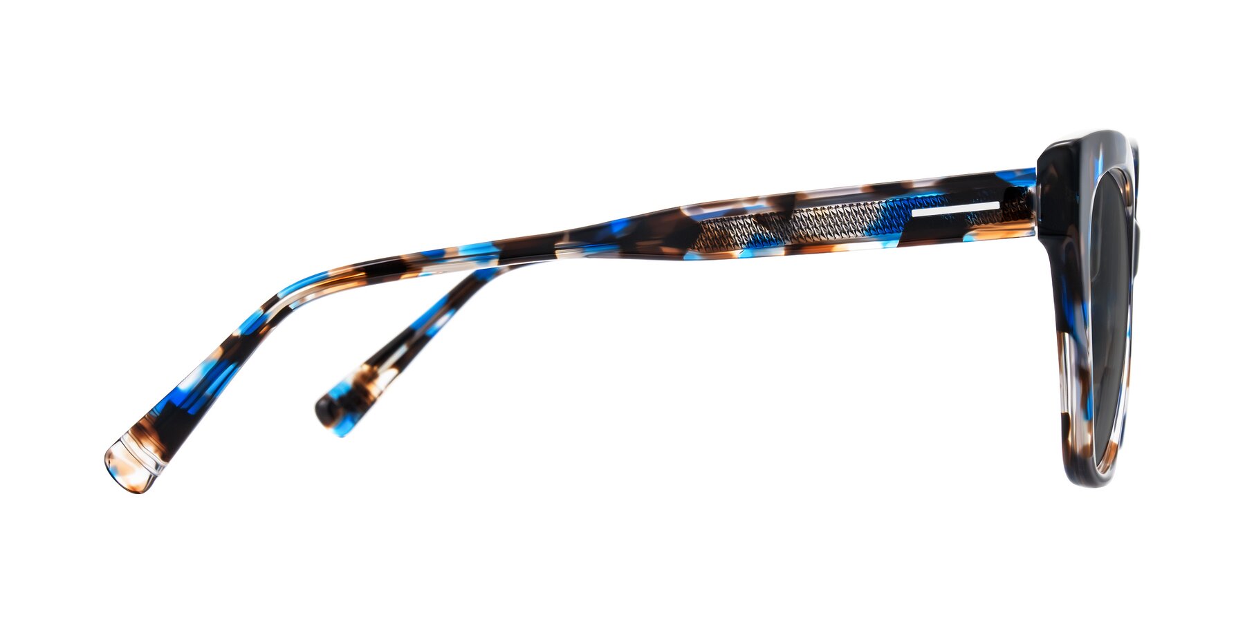 Side of Landecho in Blue Tortoise with Medium Gray Tinted Lenses