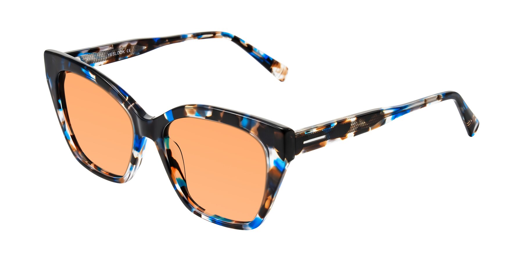 Angle of Landecho in Blue Tortoise with Medium Orange Tinted Lenses