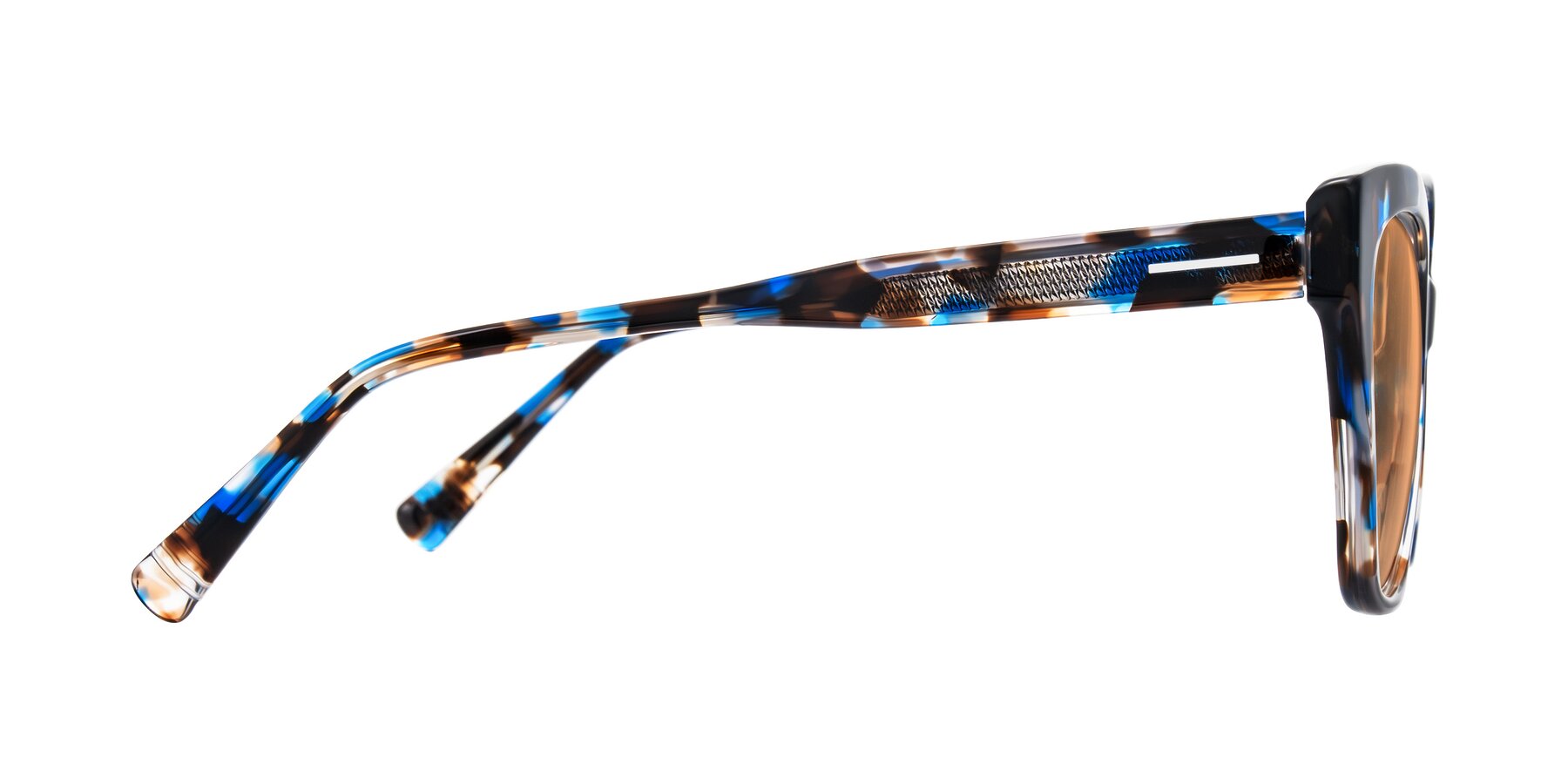 Side of Landecho in Blue Tortoise with Medium Orange Tinted Lenses