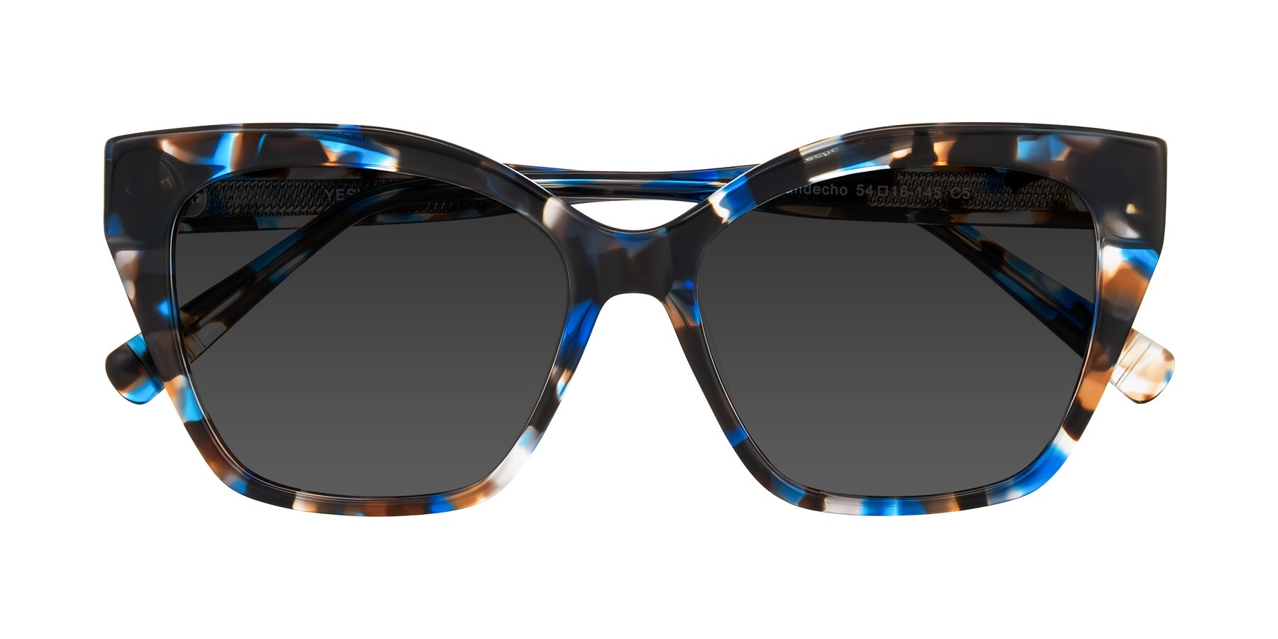 Folded Front of Landecho in Blue Tortoise with Gray Tinted Lenses