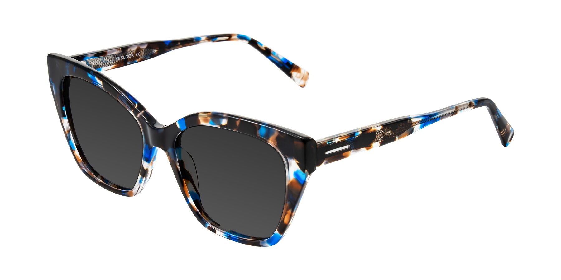 Angle of Landecho in Blue Tortoise with Gray Tinted Lenses