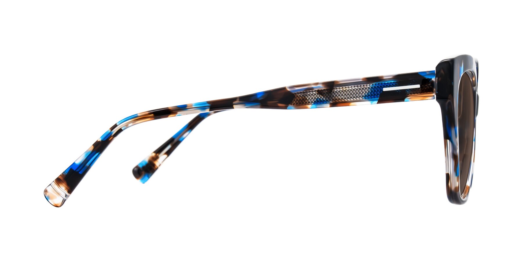 Side of Landecho in Blue Tortoise with Brown Tinted Lenses