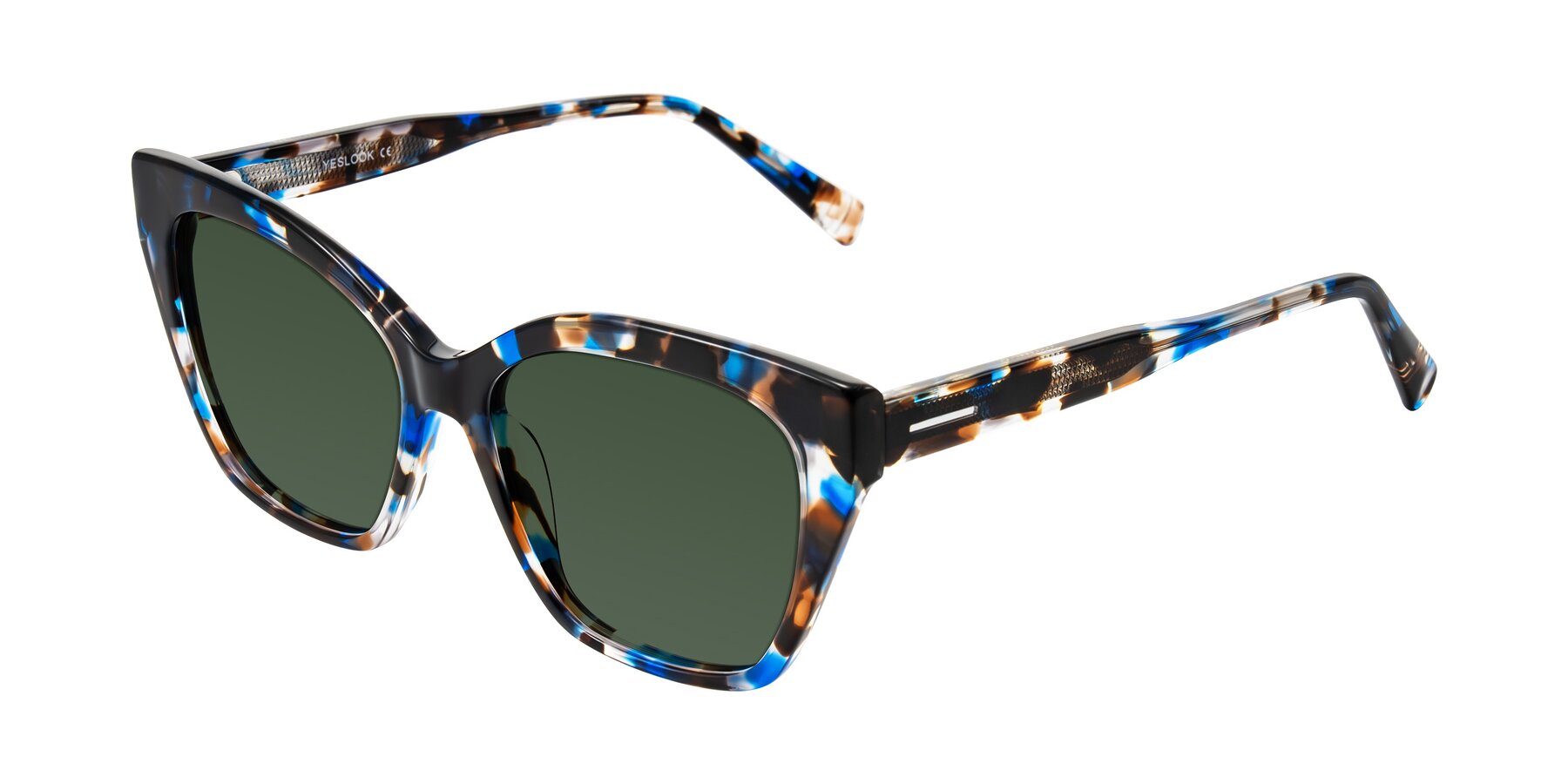 Angle of Landecho in Blue Tortoise with Green Tinted Lenses