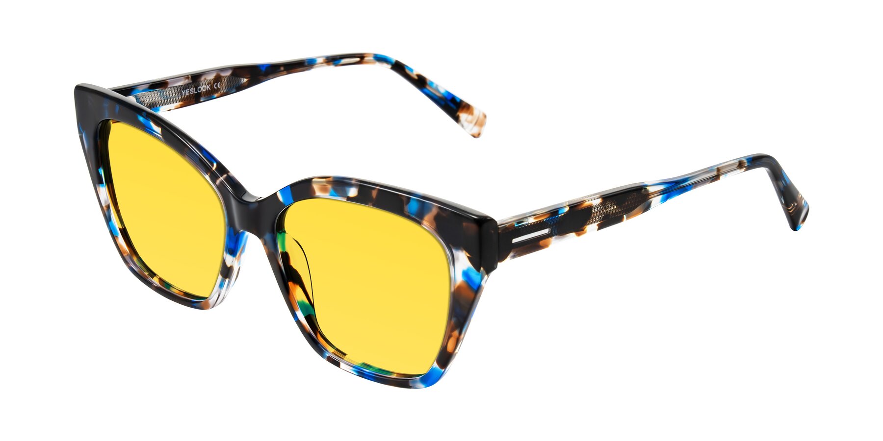 Angle of Landecho in Blue Tortoise with Yellow Tinted Lenses
