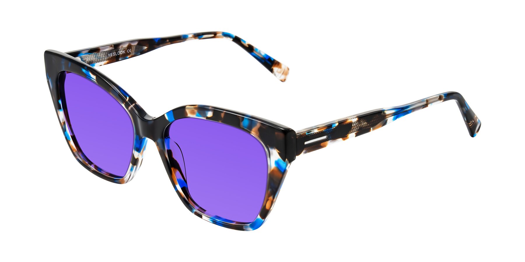 Angle of Landecho in Blue Tortoise with Purple Tinted Lenses
