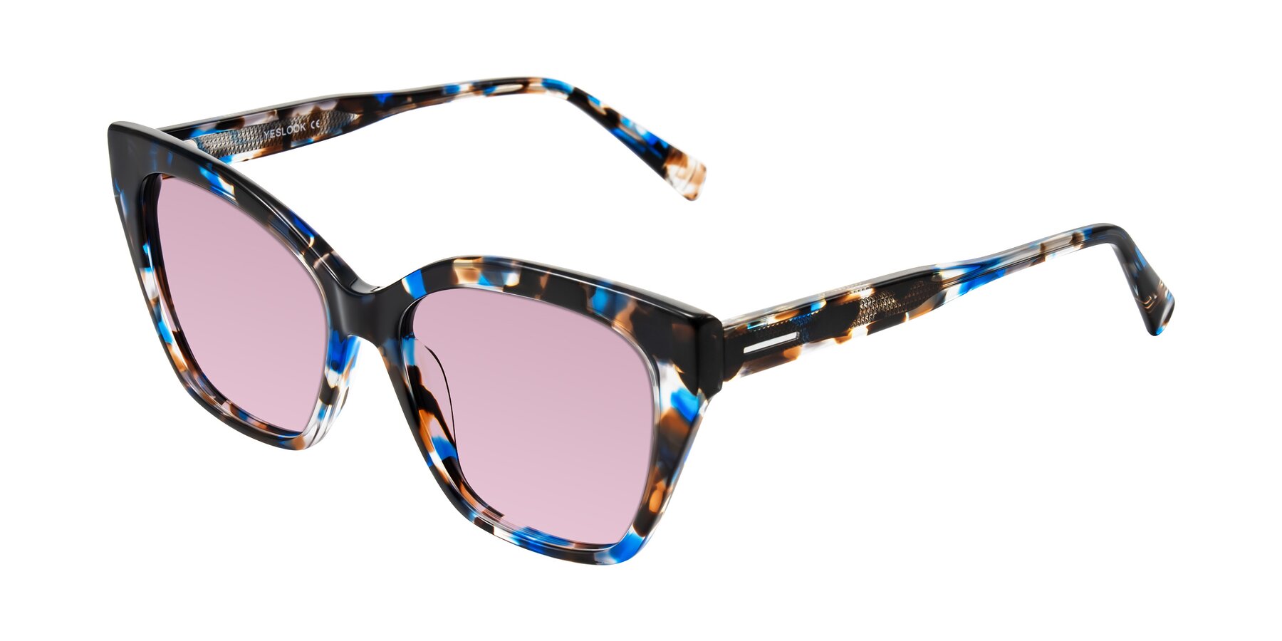 Angle of Landecho in Blue Tortoise with Light Wine Tinted Lenses